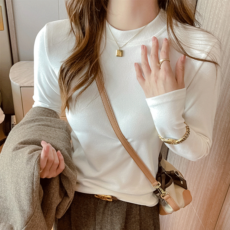 严选正肩打底衫女2026新款微米椰绒秋冬季打底内搭长袖高级感上衣